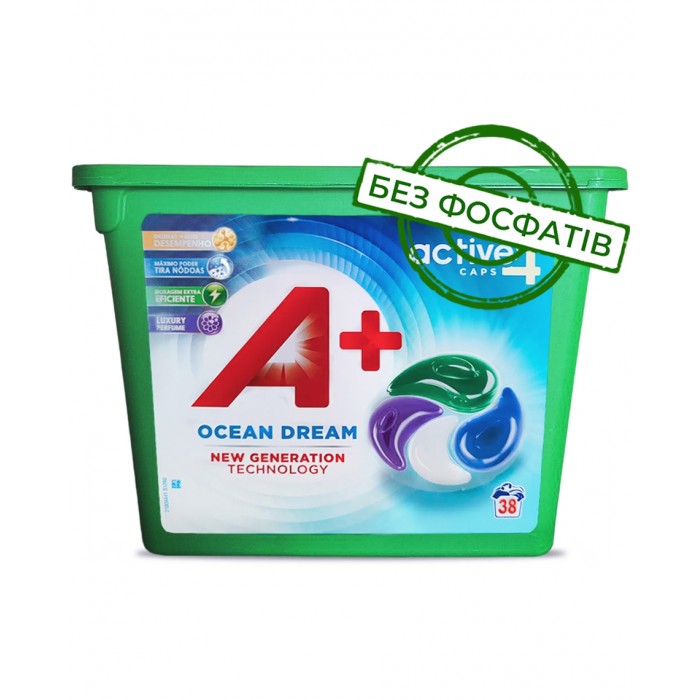 Капсули для прання А+ Ocean Dream 4в1 для всіх типів тканин, 38 шт (831372) - 